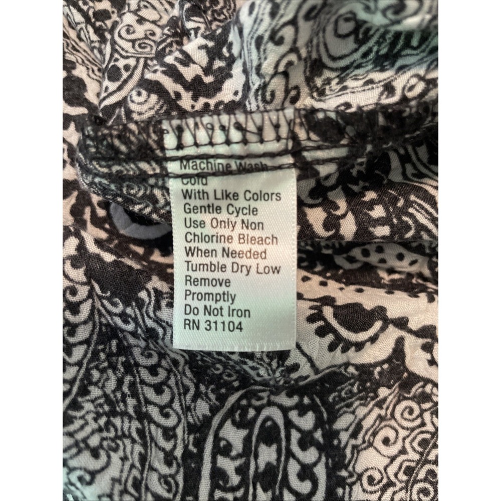 Kim Rogers Woman 3X Paisley Tunic Top Black White Tassel Boho Plus Blouse - Picture 9 of 10
